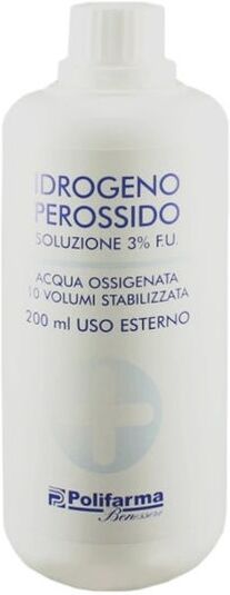 POLIFARMA BENESSERE Srl Perossido Idrogeno 3% 200ml - Acqua Ossigenata, Disinfettante Multiuso