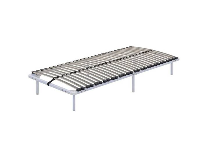 ORTHO Sommier en acier lattes bois et bande stabilisatrice Blanc 90x200 cm avec pieds