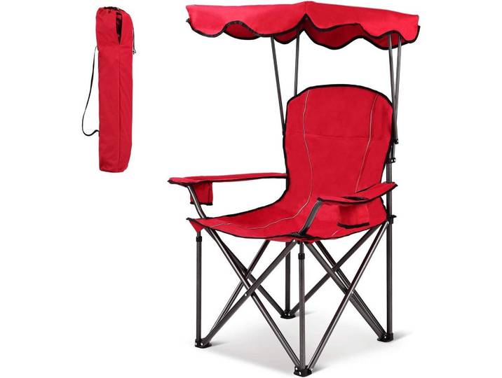 CAMPINGSTUHL mit Sonnendach Rot