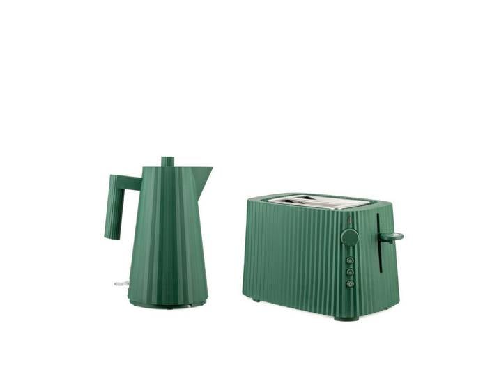 Alessi Wasserkocher und Toaster Plissé Grün, 1,7 l, 2400 W