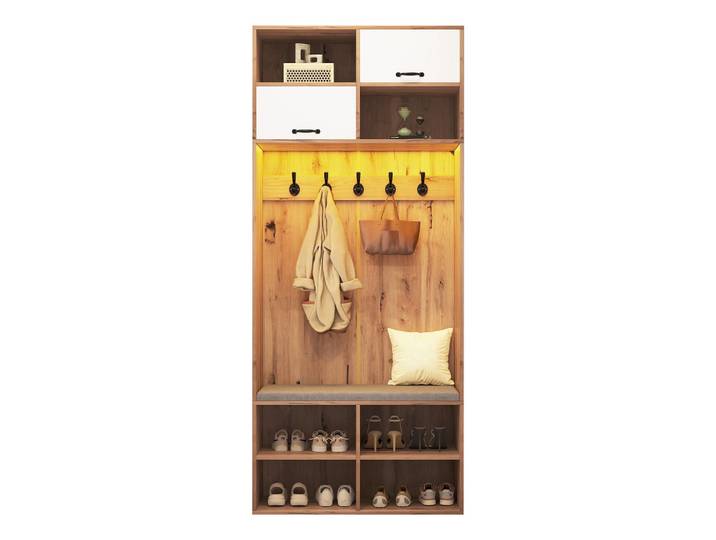 GARDEROBE holzwerkstoff LED inkl. sitzbank, led-beleuchtung