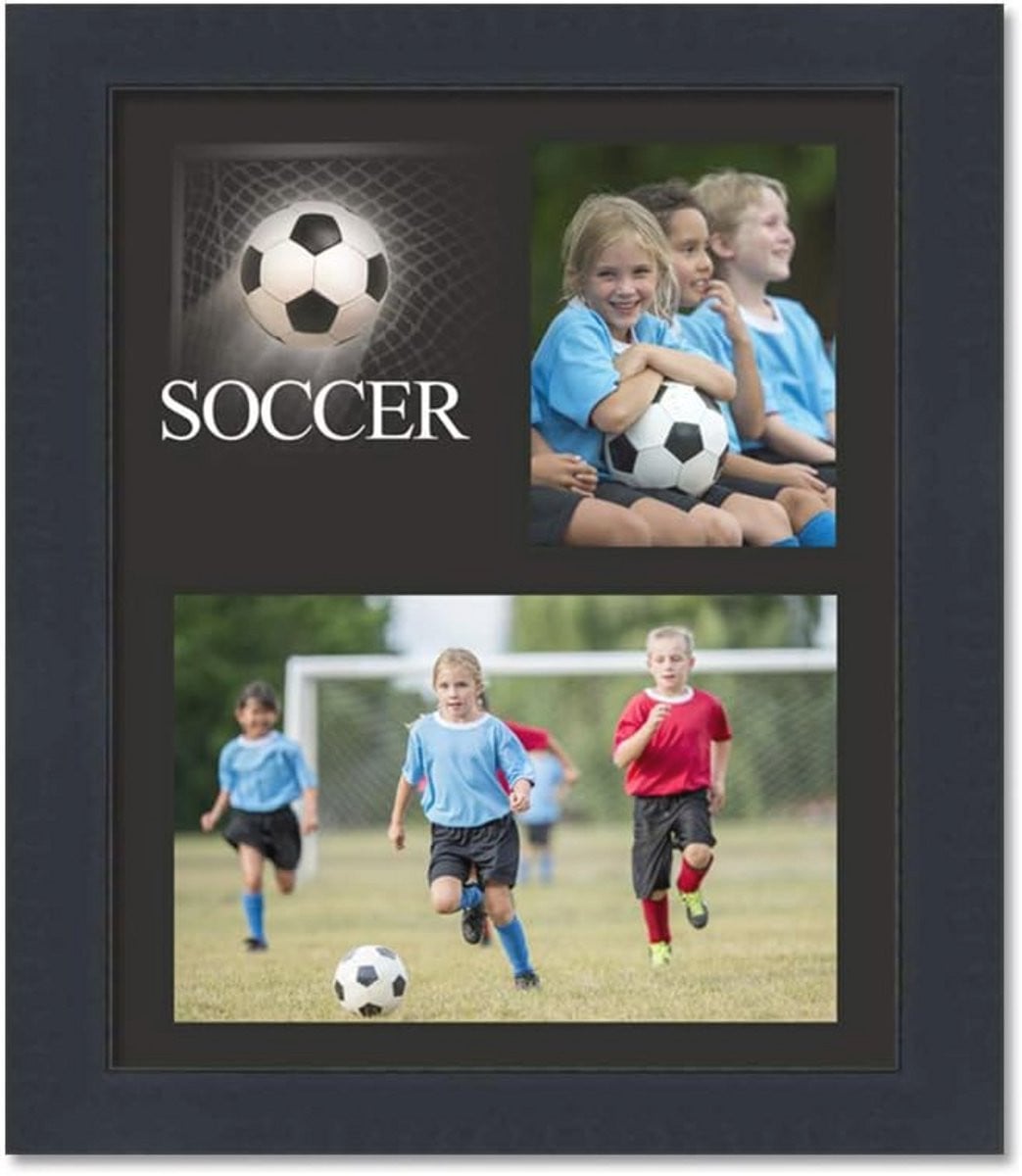 Voetbal Thema Fotolijst Modern Zwart Houten Frame voor 2 Foto's 8x15 cm