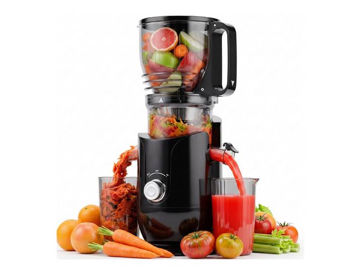 CkeyiN Pro Entsafter mit 148MM Breite, Slow Juicer für Obst und Gemüse, 300W Juicer Machine, 300 W, mit 550 ml-Becher,Spülmaschinenfest & Abnehmbare Teile