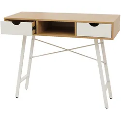 Mendler Konsolentisch HWC-E92, Ablagentisch Beistelltisch, 3D-Struktur 100x40cm ~ naturbraun weiß