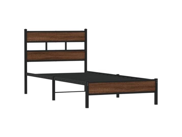 KTHLBRH Bettgestell Eiche Braun 80 x 200 cm, Bettgestell aus Stahl Mit Stauraum unten, Lattenrost im Lieferumfang enthalten, Kopfteil inklusive, einfache Montage