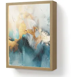 WANDLEUCHTE MIT AKKU Abstrakt - Kunst - Gold - Blau LED 30x40 cm Wandlampe