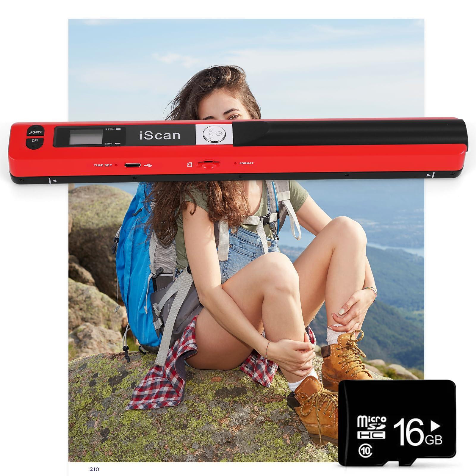 Selius Draagbare documentscanner, 900DPI handheld USB-beeldscanner A4