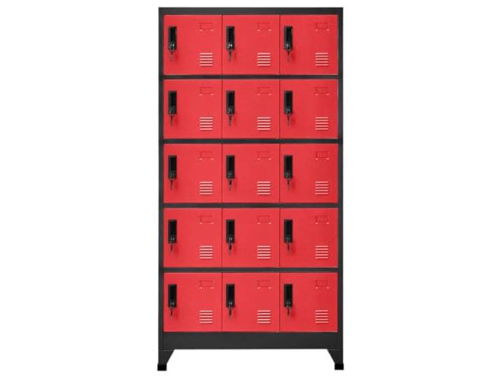MNCVXAXG Schrank mit Schloss, Stahl, Anthrazit und Rot, 90 x 40 x 180 cm 15 Türen mit Schlüssel, Lufteinlässe, Kennzeichenhalter, Wandbefestigung, Belastung 150 kg