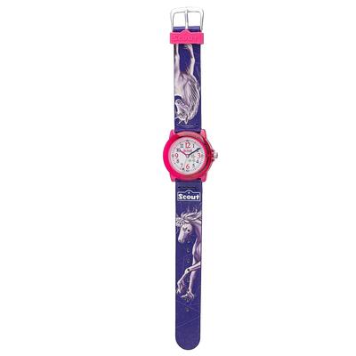 Quarzuhr SCOUT "Crystal", lila (lila, weiß, blau), Armbanduhren, Kinder, Quarzuhr, Armbanduhr, Kinderuhr, Mädchen, Einhorn, Geschenk, Geburtstag