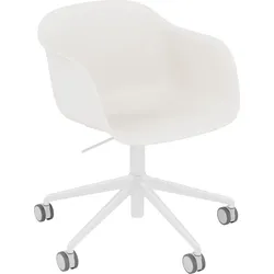 Fiber Swivel Sessel auf Rädern weiß auf Aluminiumbeinen höhenverstellbar