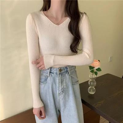 Uplifted Finds Aero Knit Casual Pullover 2026 Autumn Winter Solid Jersey Top For Women beige