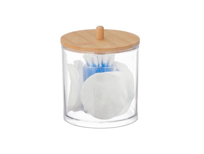 Wattepads- und Wattestäbchen-Behälter Hellbraun-Transparent