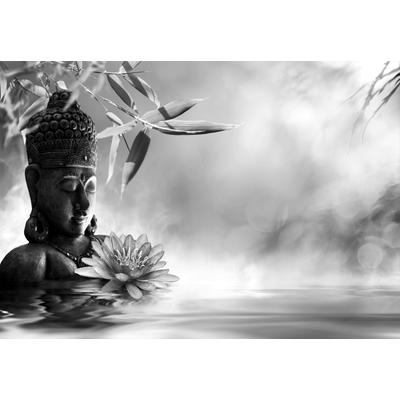 Papermoon "Buddah Figur mit Blume Schwarz & Weiß"