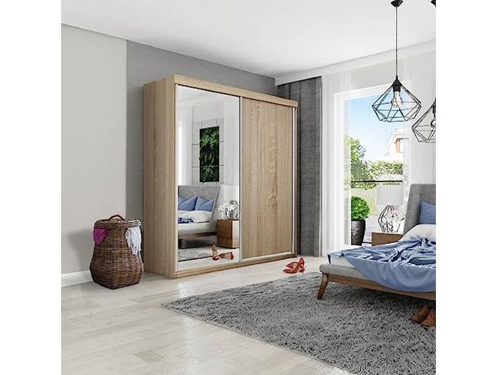 KIER FURNITURE Kleiderschrank Roj Craft-Eiche Gold 206,4x205x39 cm Geräumige Flurgarderobe mit Stauraum für Jacken, Schuhe und Accessoires, ideal für moderne Eingangsbereiche