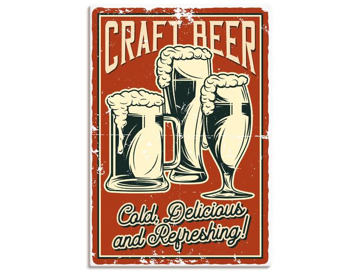 Wandbild ARTLAND Craft Beer , rot (farbe bild(er): rot), B:90cm H:130cm, Bilder, Wandbild, als Alubild, Leinwandbild, Poster, Wandaufkleber in verschied. Grössen