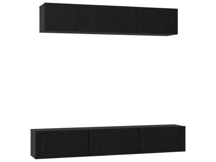LMTYOENFG TV-Schrank Set 5-teilig Wandmontiert Schwarz Eichen-Optik Flexible Wandboards für Wohnzimmer und Schlafzimmer schaffen Ordnung durch modulare Fächer und Scharniertüren.