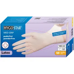 HYGOSTAR Latexhandschuhe Größe S Med Grip puderfrei Weiss 10x100 Stück 24 cm