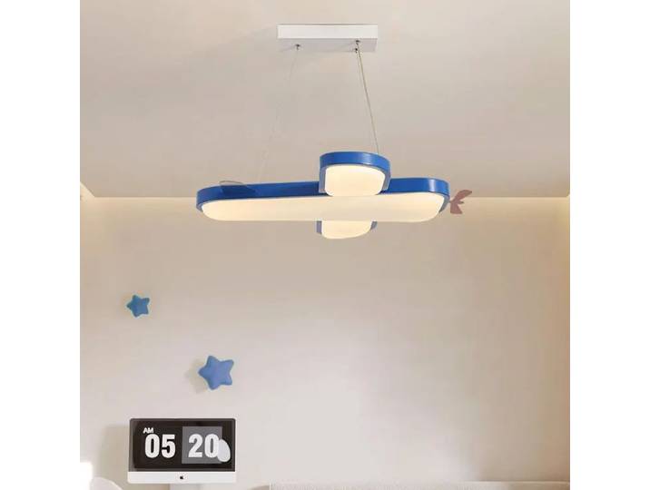 Garçon fille bleu jaune blanc couleur dessin animé avion Design chambre plafonnier personnalité créative chambre d'enfants suspension lampe