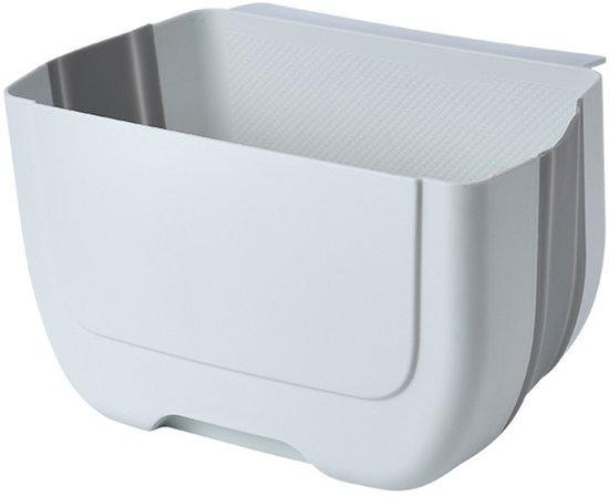 Mini opvouwbare prullenbak voor aan de keukenkastdeur, wit, plastic