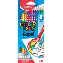 Maped Etui mit 12 Farbstiften Color'Peps Oops, radierbar, in verschiedenen Farben