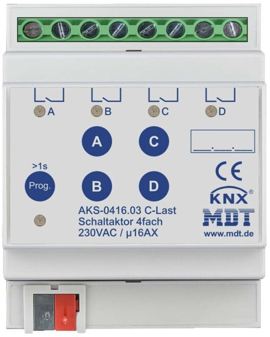 MDT technologies Actionneur de commutation 4 canaux 4TE REG, 16A, 230VAC AKS-0416.03 (AKS-0416.03)