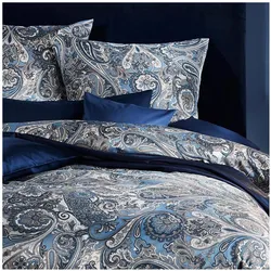 Traumschlaf, Bettwäsche, Mako-Satin Bettwäsche Modern Classic Heerlen indigo (Bettwäsche Set, 200 x 200 cm)