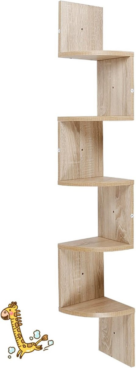 Zwevende Hoekplank met 5 Niveaus - Zigzag Wandplank voor Opslag en Decoratie