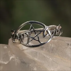 Drachensilber Keltischer Pentagramm Ring 925 Silber Schmuck 62 - Silber