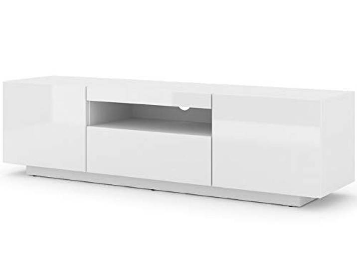 BIM Furniture Homlando Lowboard TV Schrank Aura 150 cm Hängend oder Stehen universal Unterschrank Fernsehschrank TV Board Sideboard HiFi-Tisch Hängender Schrank (Weißer Glanz ohne LED)