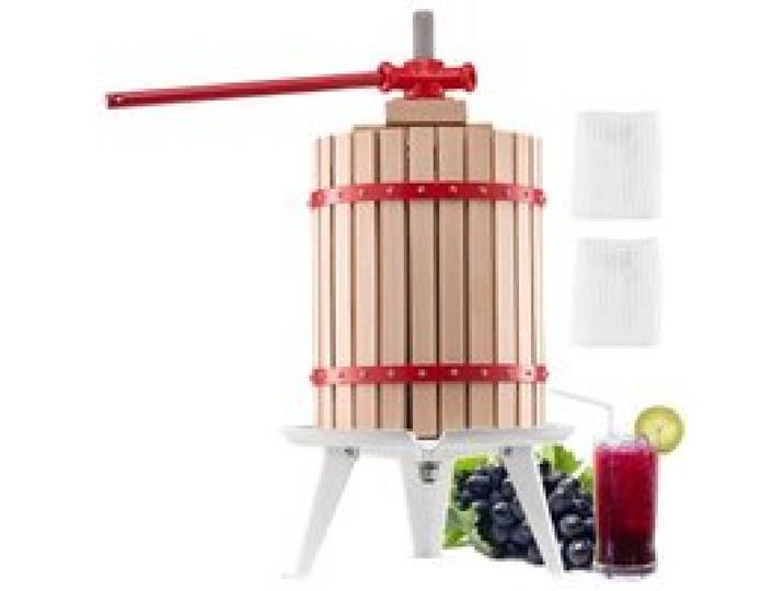 VEVOR Obstweinpresse Obstmühle (18 L) mit Massivholzkorb mit 8 Blöcken, robuster manueller Entsafter, Apfelweinpresse Apfelpresse Traubenpresse Olivenölpresse mit Griff, Saftpresse für Küche