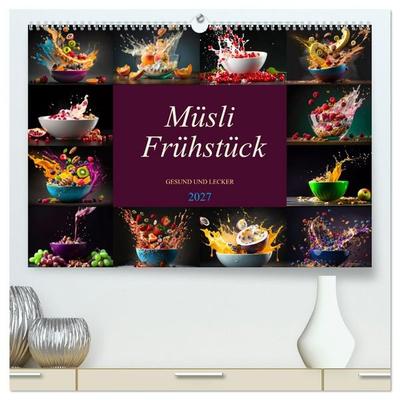 Müsli Frühstück (hochwertiger Premium Wandkalender 2027 DIN A2 quer), Kunstdruck in Hochglanz