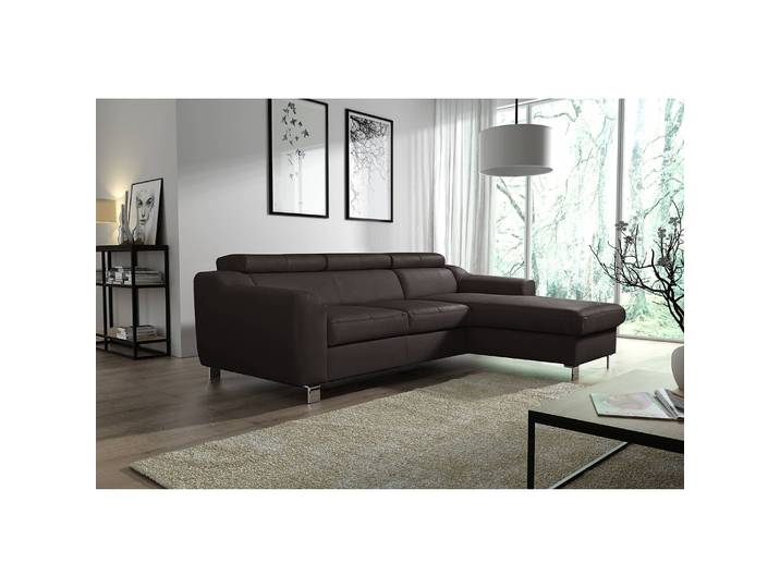 Ecksofa Burnside I Braun/Dunkelbraun Kunstleder 242 x 76 x 170cm Longchair davorstehend rechts ohne Schlaffunktion Modern