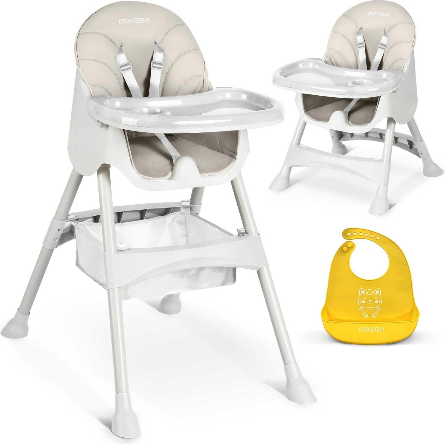 Ricokids Milo kinderstoel met tafel en slabber, grijs