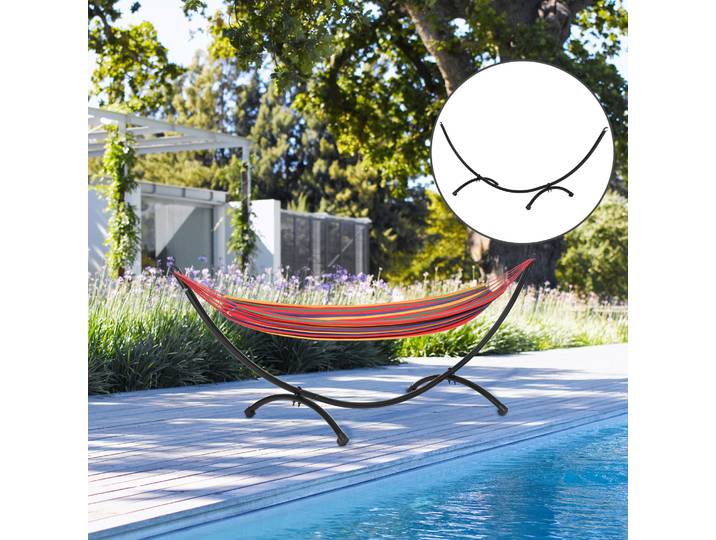 Outsunny Support de Hamac pour Hamac 3m, Support de Hamac avec Cadre en Acier pour Jardin Plage Noir 300 x 90 x 100 cm