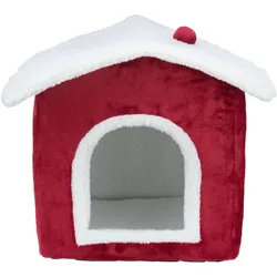 Trixie Katzenhöhle Xmas Nevio, 35 × 45 × 38 cm, Weiss/Rot (Katze), Hundebett + Katzenbett