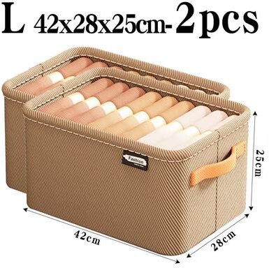 Uplift Treasures Thick Fabric Clothes Storage Organizer khaki L 2pcs