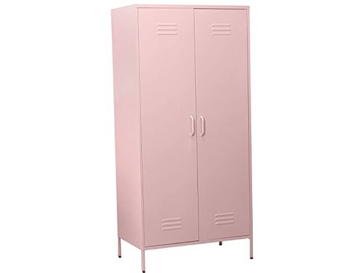 DRW Schrank mit 2 Metalltüren in Rosa 85 x 50 x 180 cm, Höhe Beine 15 cm, Metallic, estandar
