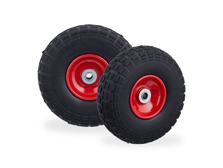 Relaxdays Sackkarrenrad PU im 8er Set Schwarz-Rot