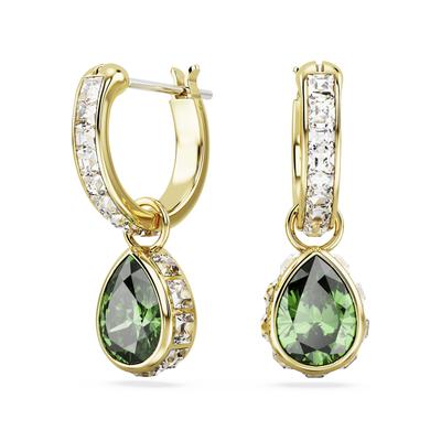 Paar Creolen SWAROVSKI "Schmuck Geschenk CHROMA Ohrringe", grün (gelbgoldfarben, metallfarben, kristallweiß, grün, kristallweiß, grün), Ohrringe, Damen, Metall, mit Swarovski Kristall