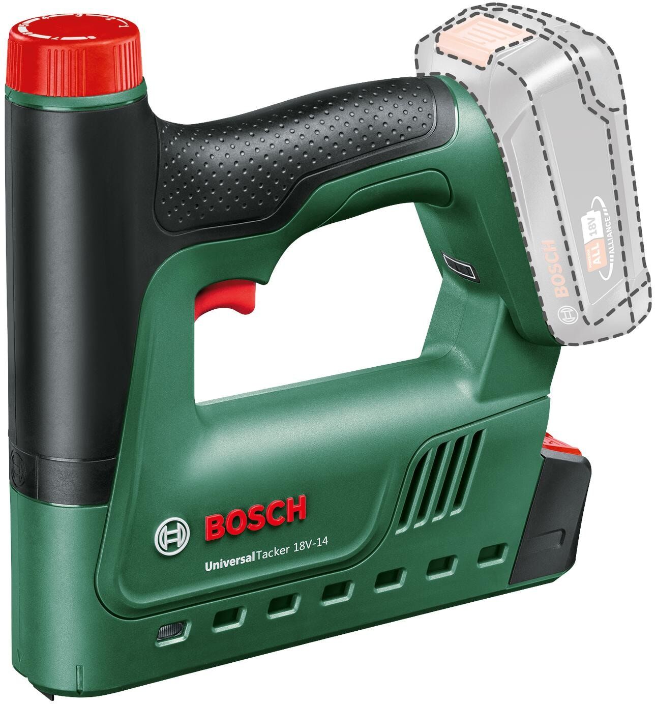 Akku-Tacker BOSCH "UniversalTacker 18 V-14", grün, B:5,6cm H:21cm L:21,5cm, Kunststoff, Tacker, Akku-Tacker grün Einheitsgröße