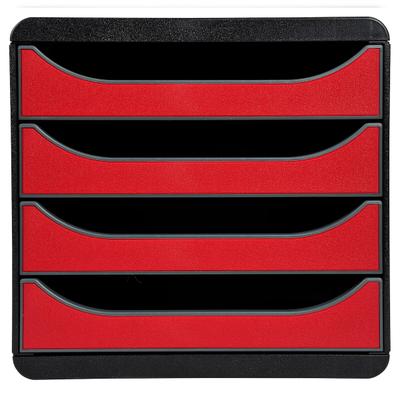 Exacompta 310718D Schubladenbox Big Box, 4 offene Schubladen, Iderama - Karminrot