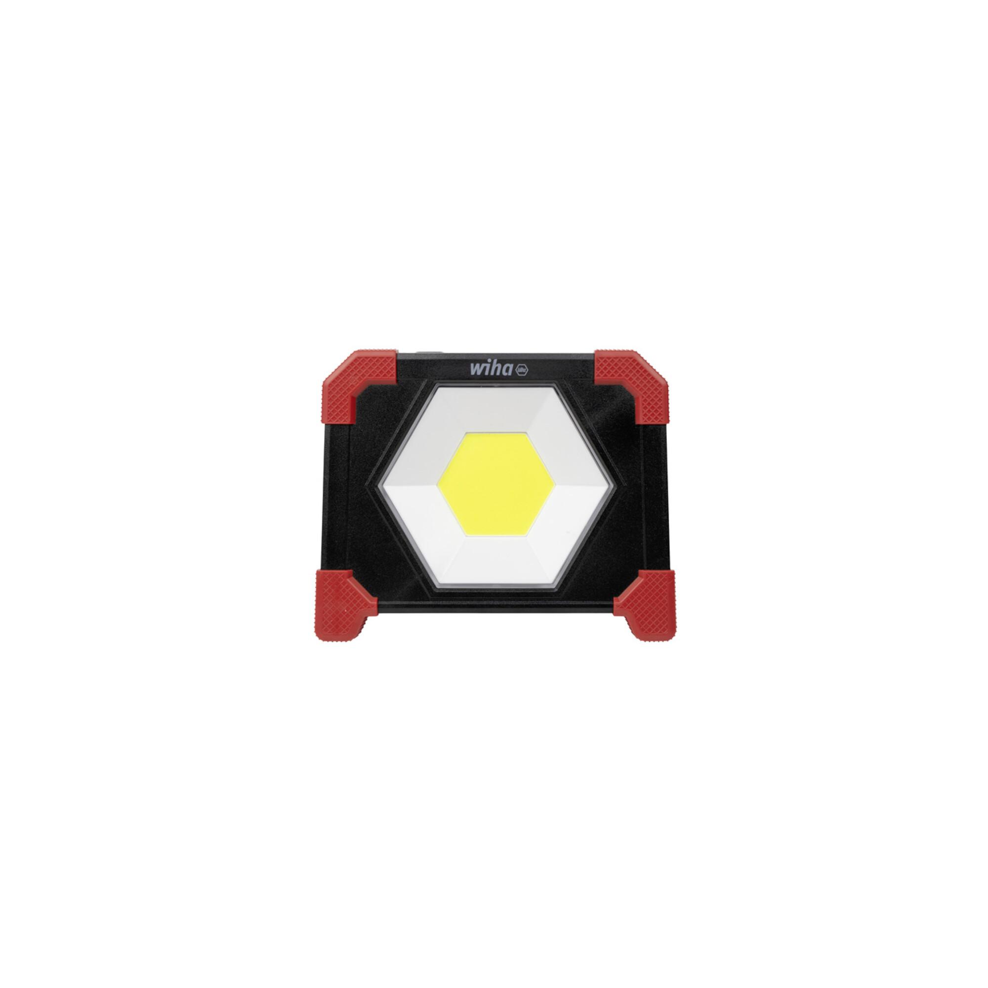 Wiha Akku-Baustrahler 30W, 3.000 lm, mit 3 Leuchtmodi, Scheinwerfer für Baustelle mit Stellfuß & Magnet, aufladbar USB-C (45698))