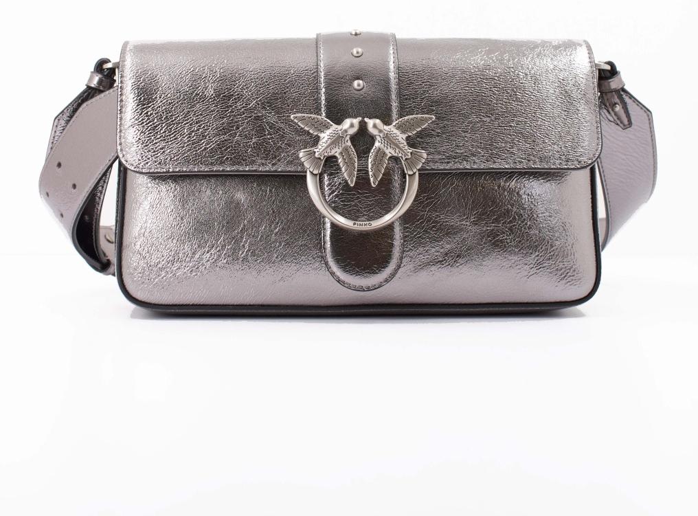 Pinko Love One Handtasche im klassischen Design, Silberfarben