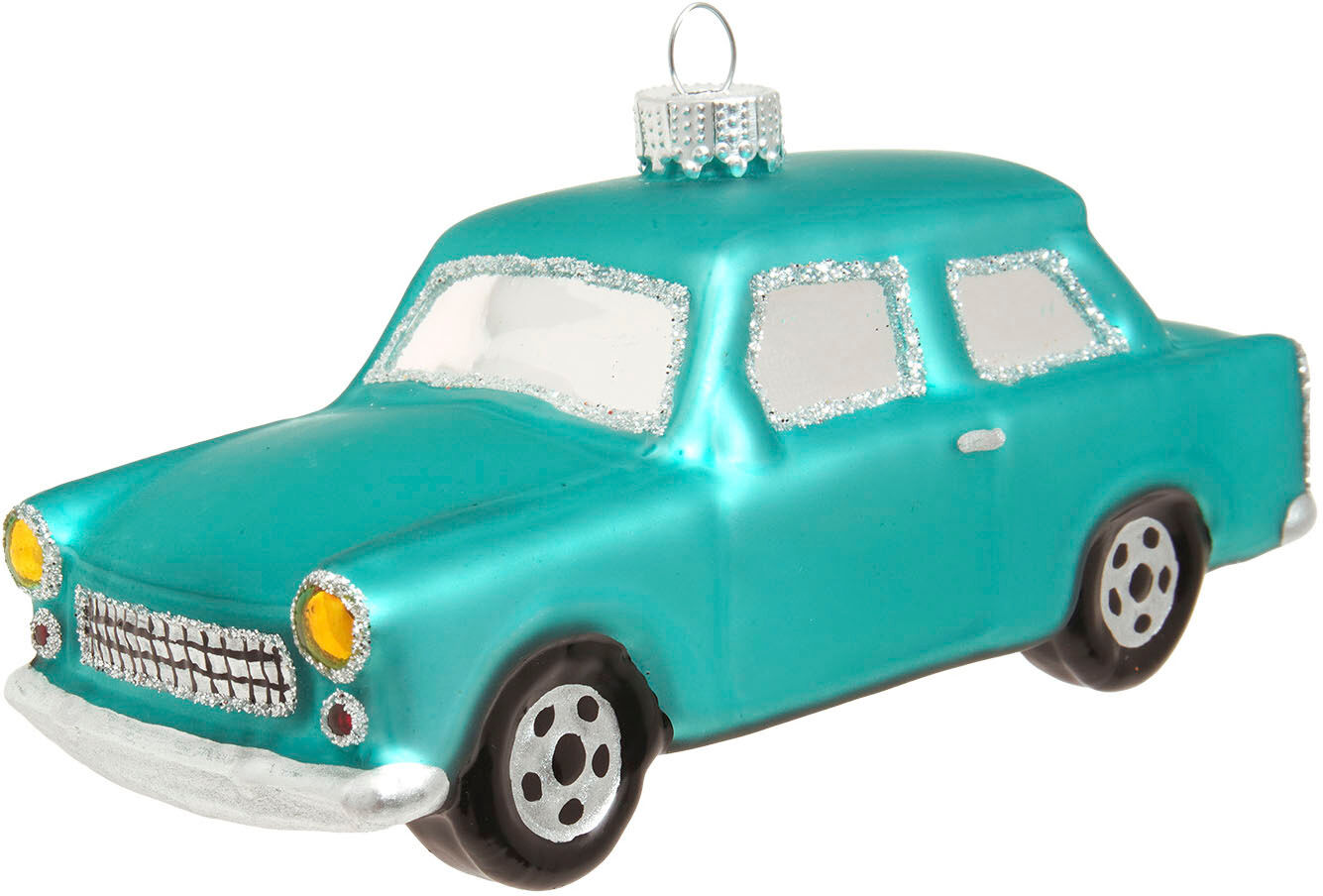 Weihnachtsbaumkugel KREBS GLAS LAUSCHA "Baumschmuck Trabant türkis 11cm", blau (türkis), B:11cm H:6cm T:5cm Ø:11cm, Glas, Weihnachtsbaumkugeln, Weihnachtsbaumkugel, Dekoriert mit Liebe zum Detail türkis 11cm