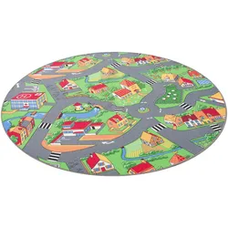 Snapstyle, Spielteppich + Spielmatte, Kinder Spiel Teppich Little Village Grün Rund