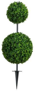 Nearly Natural 2-ft UV Resistant Artificial Boxwood Topiary with - Set of 2