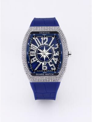 Fashion Sheath DENVOSI Luxury Starry Sky Quartz Watch With Silicone Strap silver Blue