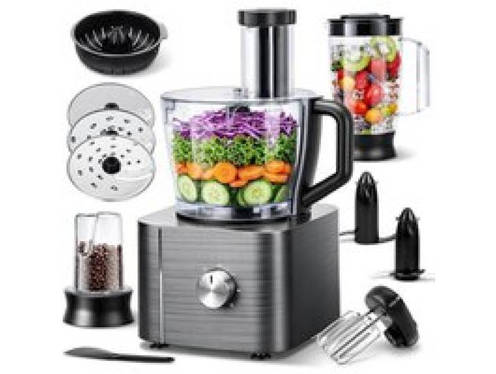 Robot Cuisine Multifonction 1100W Robot Multifonction 11 En 1 Robot Culinaire Inclus Hachoir Crochet Pétrisseur Mixeur Presse-Agru