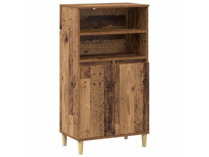 PUGYNBK Hohe Kommode aus Eichenholz, 60 x 36 x 110 cm Offene Regale, geschlossene Schränke, erhöhte Beine, vielseitig verwendbar für Wohn- und Esszimmer