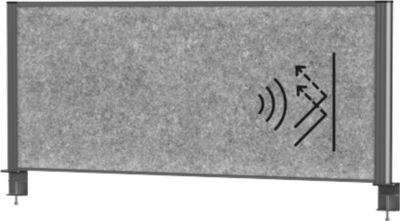 MAUL Tisch-Trennwand MAULconnecto, Akustikvlies 4000 g/m², Aluminiumprofil, B 1200 x H 500 mm, Akustik dunkelgrau, anthrazit